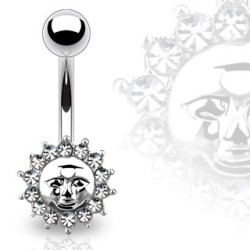 Navlepiercing med solansigt - Klar - Christina Piercing - Kirurgisk stål 316L. - Navlepiercing smykker | Piercingfabrikken.dk