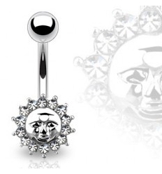 Navlepiercing med solansikt