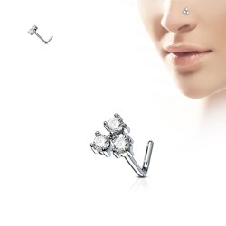 Næsepiercing med 3 Sten - Kirurgisk stål Klar | Piercingfabrikken.dk