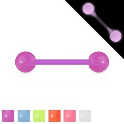 Selvlysende Tungepiercing - 1,6 mm 16 mm 5 Klar Plastik PTFE | Piercingfabrikken.dk