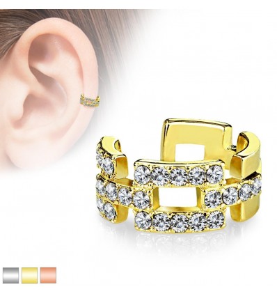 Earcuff med Krystal Firkanter