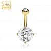 Navlepiercing av ekte gull med stor klar stein