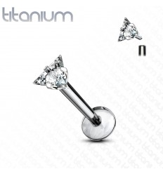 Labret i titan med trekantet stein