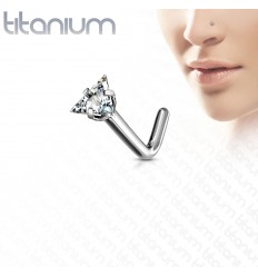 Næsepiercing i Titanium med Trekantet Sten