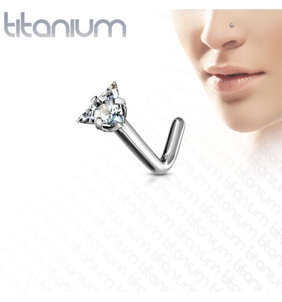 Nesepiercing i titan med trekantet stein