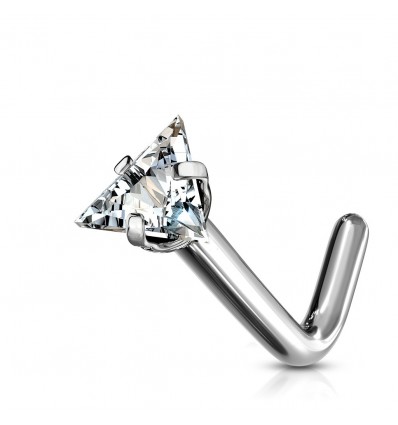 Nesepiercing i titan med trekantet stein