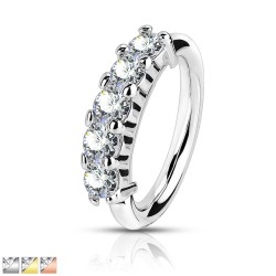 Endeløs Ring med 5 Sten - Guld - Daith Piercing - Kirurgisk stål 316L - Ørepiercing Smykker | Piercingfabrikken.dk