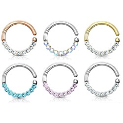 Endeløs ring med 9 Sten - Guld med Klar Sten - Daith Piercing - Kirurgisk stål 316L - Ørepiercing Smykker | Piercingfabrikken.dk