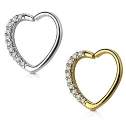 Daith Smykke med Krystal Hjerte - Guld - Daith Piercing - Kirurgisk stål 316L - Ørepiercing Smykker | Piercingfabrikken.dk