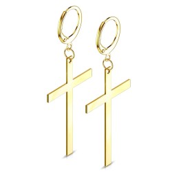 Øreringe med Kors - Guld Kirurgisk stål | Piercingfabrikken.dk