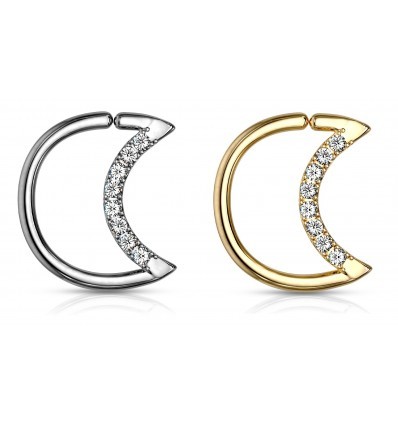 Daith-smykker med måneform og krystallkant