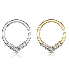 Ring med V-formet krystallkant