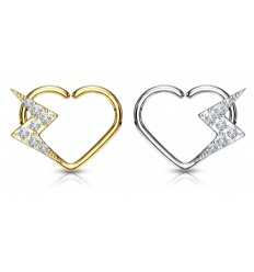 Daith-smykker med hjerte og krystalllyn