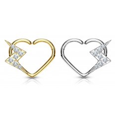 Daith-smykker med hjerte og krystalllyn
