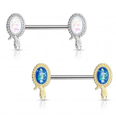 Brystpiercing med Snake og Opalitt Stone