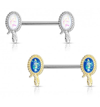 Brystpiercing med Snake og Opalitt Stone