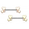 Brystpiercing med 2 hjerter og stein