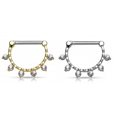 Brystpiercing med 6 små steiner
