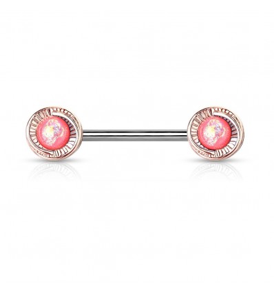 Brystpiercing med Opalitt Flower