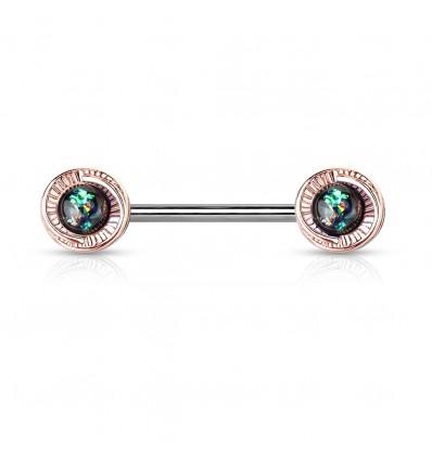Brystpiercing med Opalitt Flower