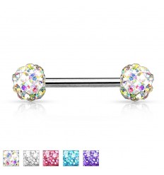 Brystpiercing med krystallkuler