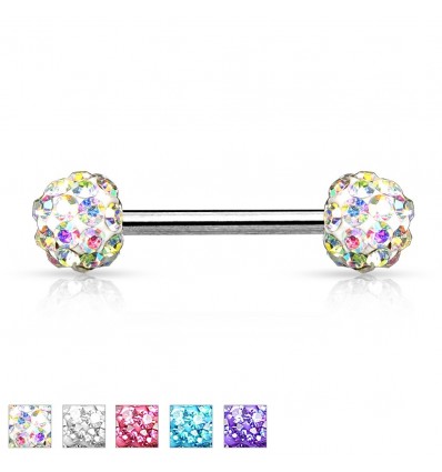 Brystpiercing med krystallkuler