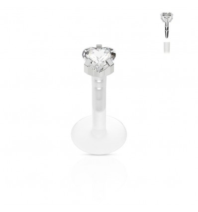 Labret i PTFE med Hjerte Sten