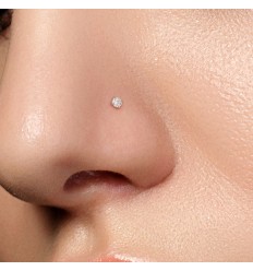 Nesepiercing i titan med rund klar stein