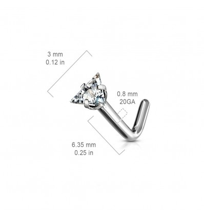 Nesepiercing i titan med trekantet stein