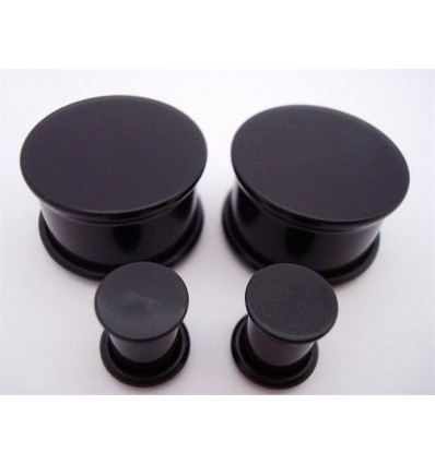 Sort Akryl Plug Single Flared med O-Ring