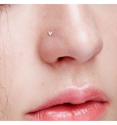 Nesepiercing med Clear Crystal Heart