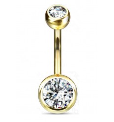 Gullbelagt navlepiercing med stein