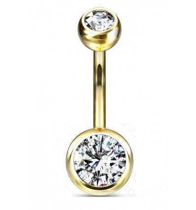 Gullbelagt navlepiercing med stein