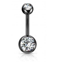 Svart navlepiercing med stein