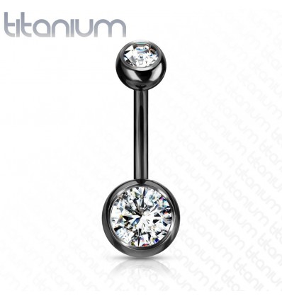 Navlepiercing i titan med klar stein
