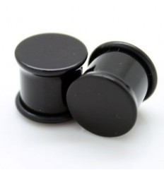 Zwarte acryl plug enkel uitlopend met O-ring