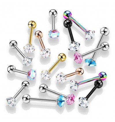 Tungepiercing med flat rund stein