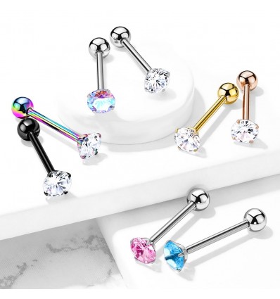 Tungepiercing med flat rund stein