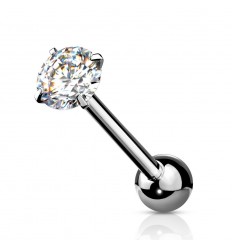 Tungepiercing med flat rund stein