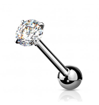 Tungepiercing med flat rund stein