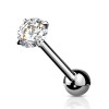 Tungepiercing med flat rund stein