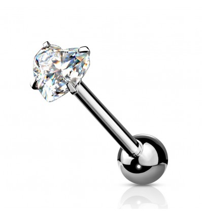 Tungepiercing med Flat Heart Stone