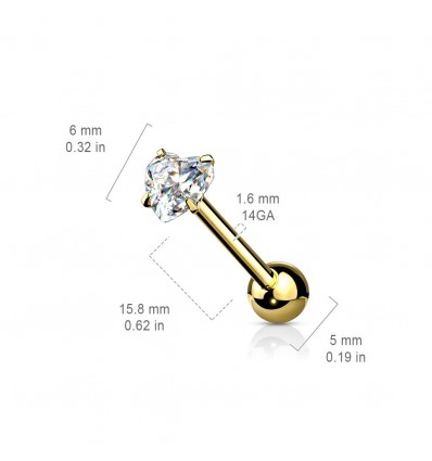 Tungepiercing med Flat Heart Stone