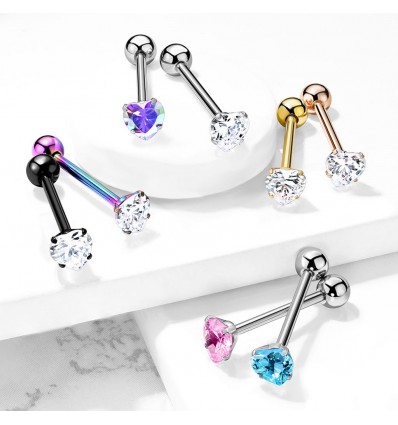 Tungepiercing med Flat Heart Stone
