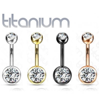 Navlepiercing i titan med klar stein
