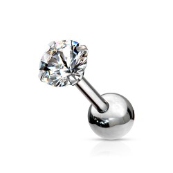 Piercing Stav med Flad Klar Sten - Guld - Tragus Piercing - Kirurgisk stål 316L - Ørepiercing Smykker | Piercingfabrikken.dk