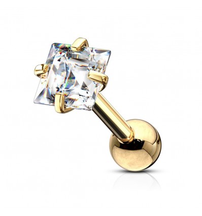 Piercingpinne med flat firkantet stein
