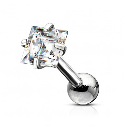 Piercingpinne med flat firkantet stein