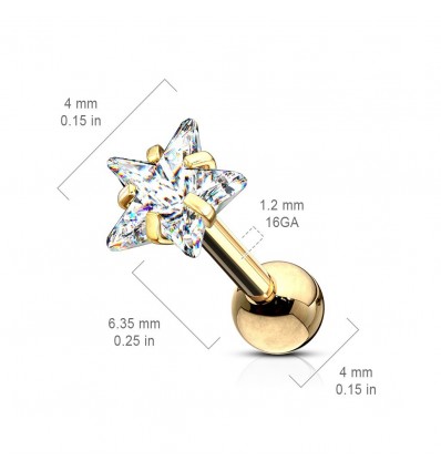 Piercing Stick med Flat Star Stone