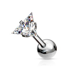 Piercing Stav med Flad Trekantet Sten - Klar - Tragus Piercing - Kirurgisk stål 316L - Ørepiercing Smykker | Piercingfabrikken.dk